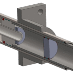 Cross-sectional view of a durable crane buffer designed to with stand repeated impacts