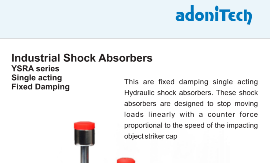 Catalogue cover of Adonitech fixed damping hydraulic shock absorbers YSRA series