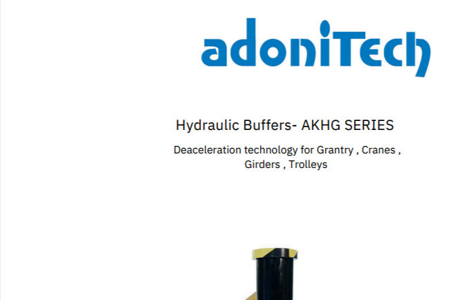 Adonitech Hydraulic Buffers AKHG Series Catalogue for Gantry, Cranes, Girders, and Trolleys