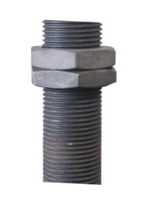 Close-up of Adonitech industrial shock absorber with two locknuts