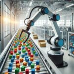 Pick and place robot using industrial shock absorbers in automation and manufacturing